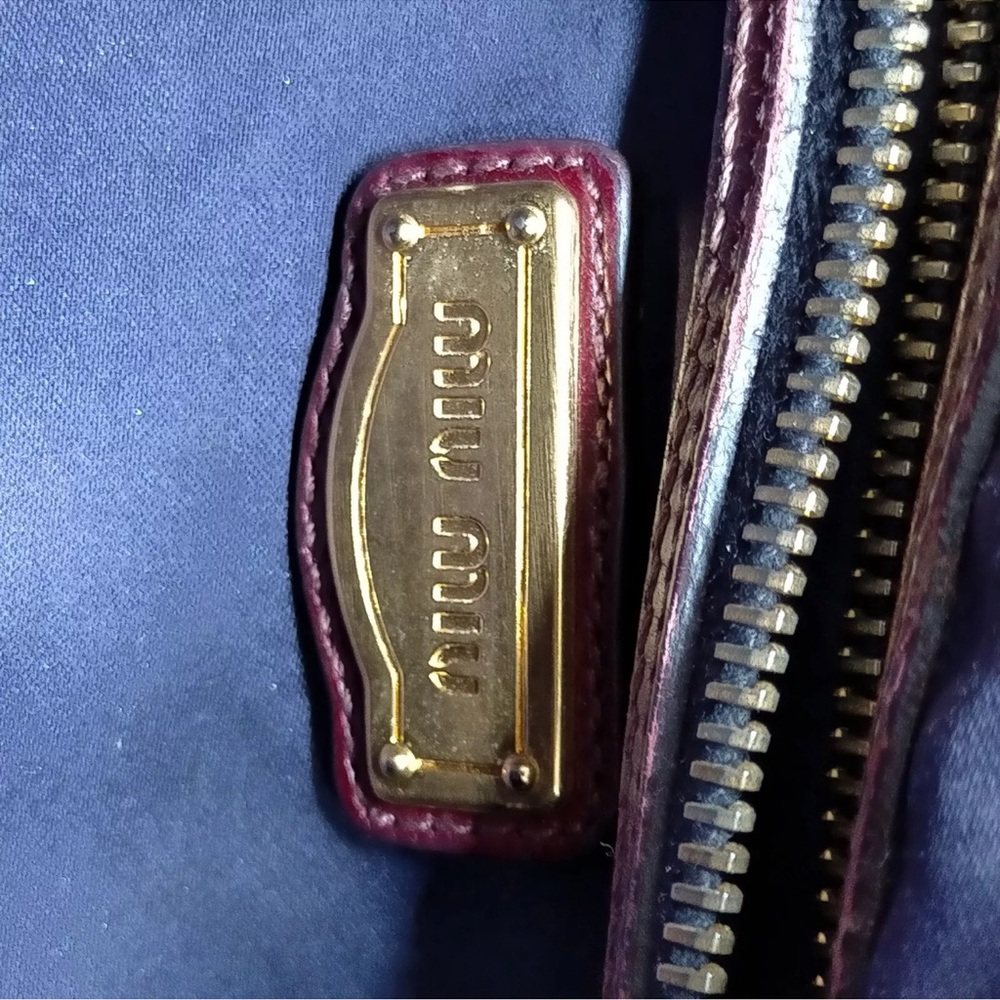 Authentic Miu Miu 2 Way Shoulder Handbag Maroon L… - image 7